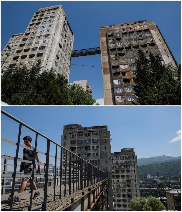 В столице Грузии делали настоящие воздушные мосты сквозь советские панельные многоэтажки. | Фото: realt.onliner.by.