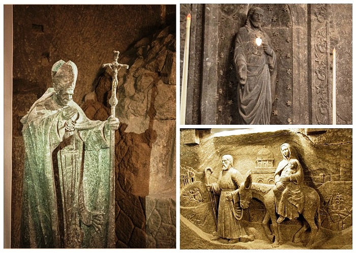 Большое количество соляных фигур украшают подземный город.