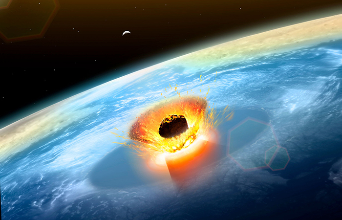 Падение астероида на Землю.