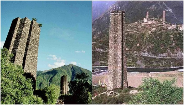 Башни на склонах гор могли служить наблюдательным пунктом и для пастухов, разыскивающих свои стада (The Himalayan Towers, Сычуань).