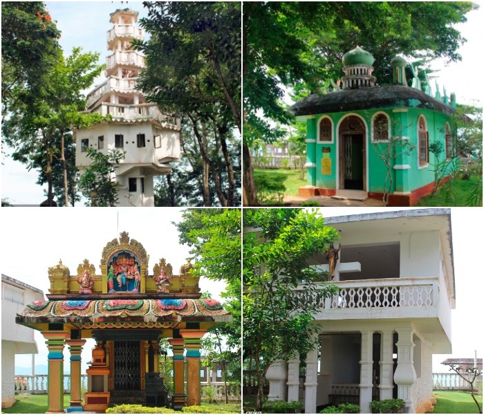 У подножия уникальной башни можно увидеть много интересного (Ambuluwawa Temple, Шри-Ланка).