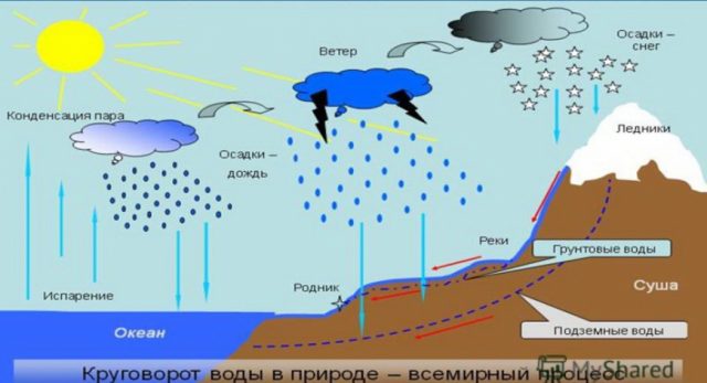 Какой природный процесс отображен на схеме атмосферные осадки идут вниз