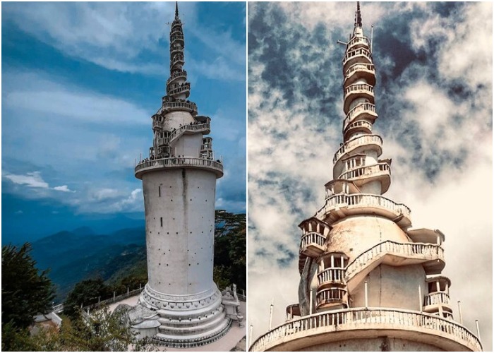 Высота башни 48 метров, но находясь на высоте, людей не покидает чувство, что они на вершине мира (Ambuluwawa Temple, Шри-Ланка).
