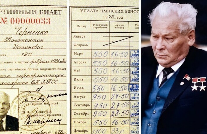Оклад и партийные взносы К. Черненко за 1973 год.