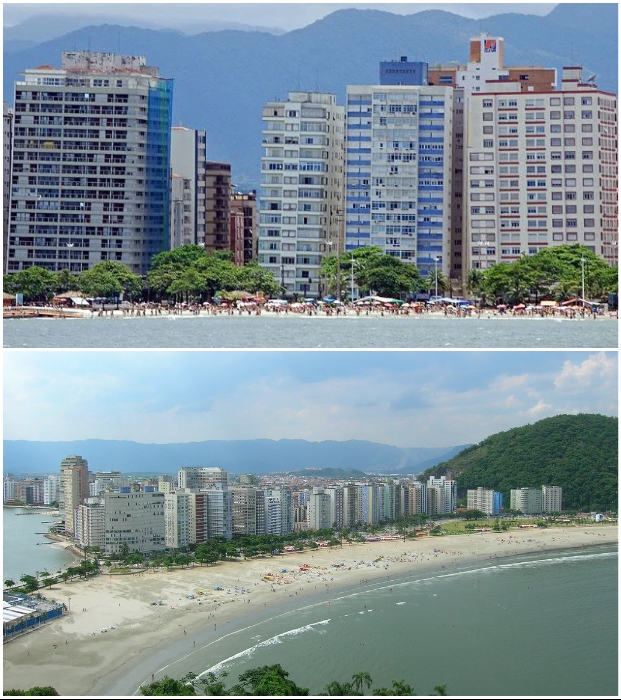 Больше всего «падающих» домов расположено на набережные города (Сантос, Бразилия).
