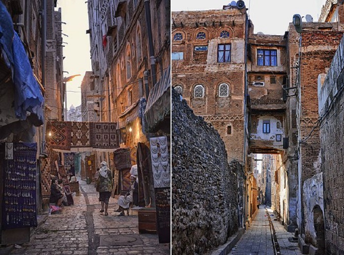 Узкие улочки Старого города Саны (Йемен). 