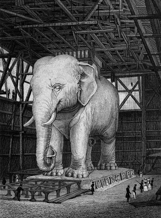 Литография с изображением реального гипсового слона. /Фото: wikipedia.org