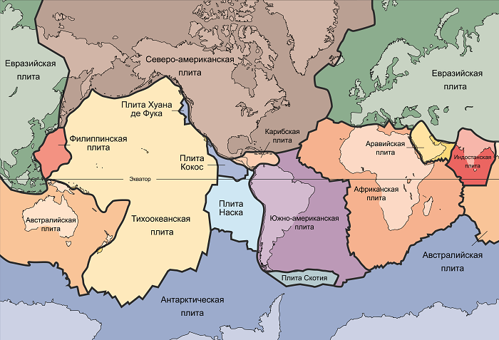 Схема расположения тектонических плит Кокос и Наска. /Фото: wikipedia.org