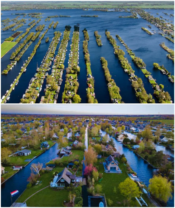 Грунтовые воды затопили углубления и в Нидерландах появилась собственная Венеция (Vinkeveense Plassen). 