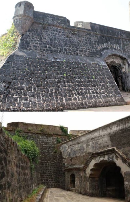 Крепостные стены строились из гранита, чтобы они могли выдержать любое нападение британской армии и ее союзников (Саклешпур, Индия). 