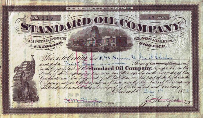 Купон Standard Oil, 1887 год. \ Фото: i.pinimg.com.