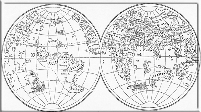 Карта с глобуса Ханта-Ленокса.